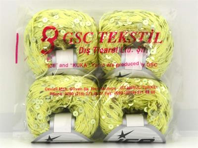 4x50gr. COTTON PAILLETTE Pamuk Sarı Metalik Simli, Yazlık İplikler, Pamuk, Boncuklu Pullu