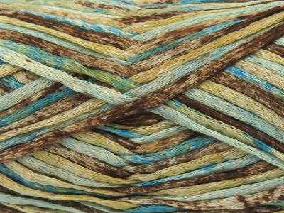 Lot of 4 x 100gr Skeins Ice Yarns COTTON SPLASH (100% Cotton) Yarn Brown Shades Turquoise Shades