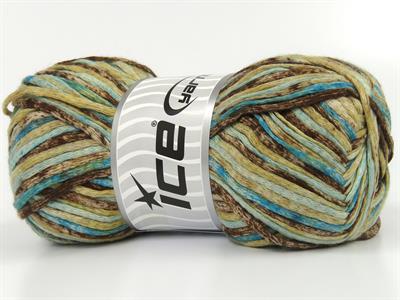 Lot of 4 x 100gr Skeins Ice Yarns COTTON SPLASH (100% Cotton) Yarn Brown Shades Turquoise Shades