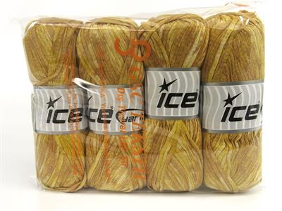 Lot of 4 x 100gr Skeins Ice Yarns COTTON SPLASH (100% Cotton) Yarn Brown Shades