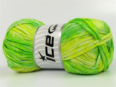 Lot of 4 x 100gr Skeins Ice Yarns COTTON SPLASH (100% Cotton) Yarn Green Shades Yellow Shades