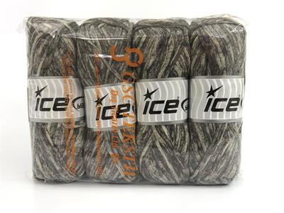 Lot of 4 x 100gr Skeins Ice Yarns COTTON SPLASH (100% Cotton) Yarn Grey Shades
