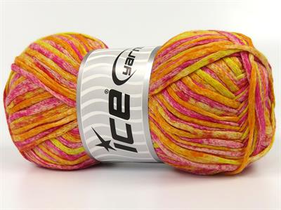 Lot of 4 x 100gr Skeins Ice Yarns COTTON SPLASH (100% Cotton) Yarn Fuchsia Yellow Orange