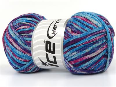 Lot of 4 x 100gr Skeins Ice Yarns COTTON SPLASH (100% Cotton) Yarn Purple Fuchsia Turquoise Shades