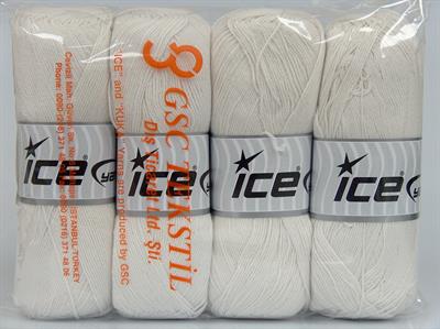 4x100gr. COTTONAC FINE Pamuk, Akrilik Beyaz Yazlık İplikler, Pamuk