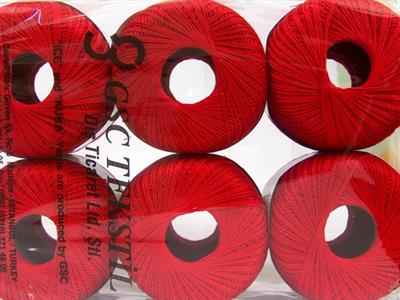 Lot of 6 Skeins Ice Yarns DAPHNE COTTON (100% Mercerized Cotton) Yarn Red