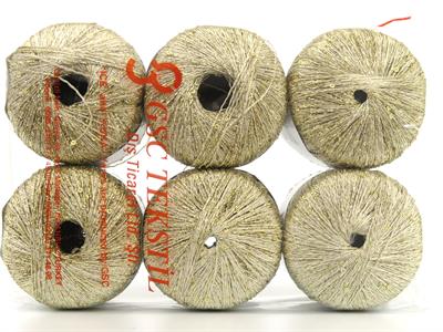 6x25gr. DAZZLE PAILLETTE Metalik Simli Altın Metalik Simli, Yazlık İplikler, Boncuklu Pullu