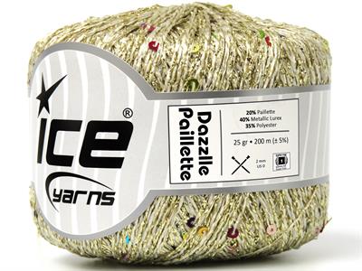 6x25gr. DAZZLE PAILLETTE Metalik Simli Altın, Gökkuşağı Metalik Simli, Yazlık İplikler, Boncuklu Pullu