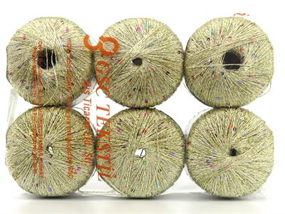 6x25gr. DAZZLE PAILLETTE Metalik Simli Altın, Gökkuşağı Metalik Simli, Yazlık İplikler, Boncuklu Pullu