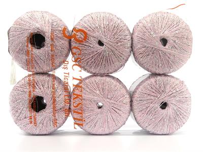 6x25gr. DAZZLE PAILLETTE Metalik Simli Pembe Metalik Simli, Yazlık İplikler, Boncuklu Pullu