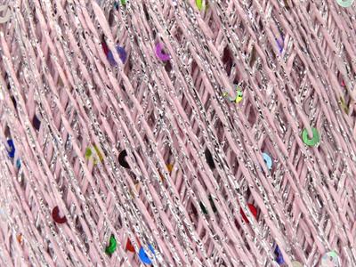 Lot of 6 Skeins Ice Yarns DAZZLE PAILLETTE (25% Paillette) Yarn Powder Pink Rainbow