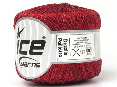 Lot of 6 Skeins Ice Yarns DAZZLE PAILLETTE (25% Paillette) Yarn Red Iridescent
