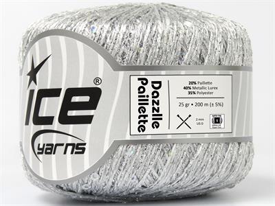 6x25gr. DAZZLE PAILLETTE Metalik Simli Gümüş Metalik Simli, Yazlık İplikler, Boncuklu Pullu