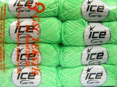 8x50gr. DENIM Akrilik, Pamuk Neon Yeşil Yazlık İplikler, Pamuk