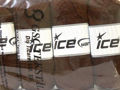 Lot of 4 x 100gr Skeins Ice Yarns DORA Hand Knitting Yarn Brown