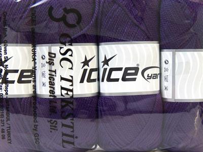 Lot of 4 x 100gr Skeins Ice Yarns DORA Hand Knitting Yarn Dark Purple