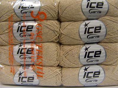 Lot of 8 Skeins Ice Yarns ELEGANT METALLIC COTTON (88% Cotton) Yarn Beige