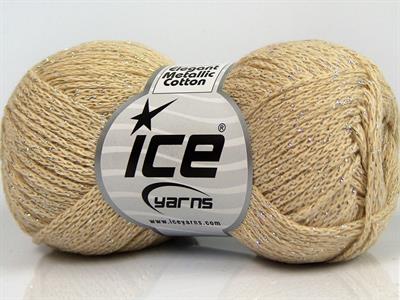 Lot of 8 Skeins Ice Yarns ELEGANT METALLIC COTTON (88% Cotton) Yarn Beige