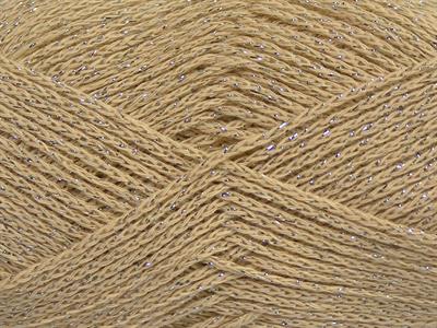Lot of 8 Skeins Ice Yarns ELEGANT METALLIC COTTON (88% Cotton) Yarn Beige