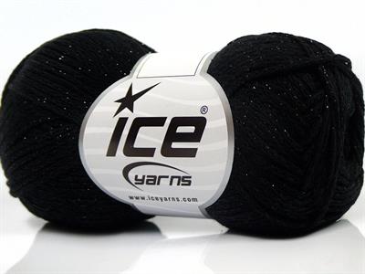 Lot of 8 Skeins Ice Yarns ELEGANT METALLIC COTTON (88% Cotton) Yarn Black