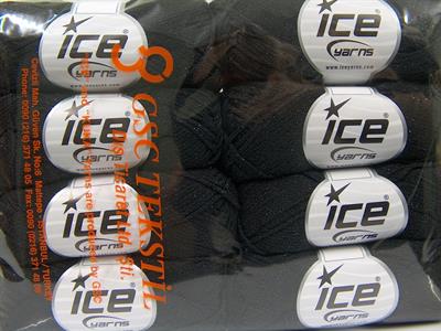 Lot of 8 Skeins Ice Yarns ELEGANT METALLIC COTTON (88% Cotton) Yarn Black