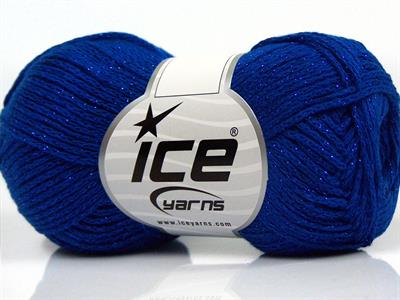 Lot of 8 Skeins Ice Yarns ELEGANT METALLIC COTTON (88% Cotton) Yarn Blue