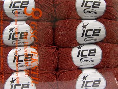 Lot of 8 Skeins Ice Yarns ELEGANT METALLIC COTTON (88% Cotton) Yarn Copper