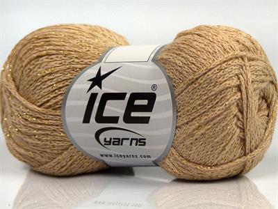 Lot of 8 Skeins Ice Yarns ELEGANT METALLIC COTTON (88% Cotton) Yarn Dark Cream