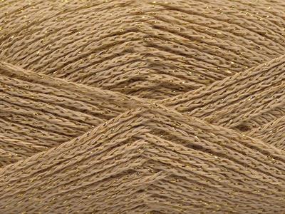 Lot of 8 Skeins Ice Yarns ELEGANT METALLIC COTTON (88% Cotton) Yarn Dark Cream
