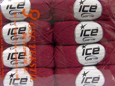 Lot of 8 Skeins Ice Yarns ELEGANT METALLIC COTTON (88% Cotton) Yarn Dark Fuchsia