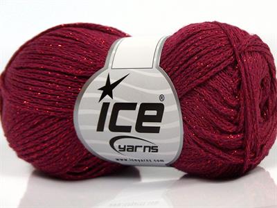 Lot of 8 Skeins Ice Yarns ELEGANT METALLIC COTTON (88% Cotton) Yarn Dark Fuchsia