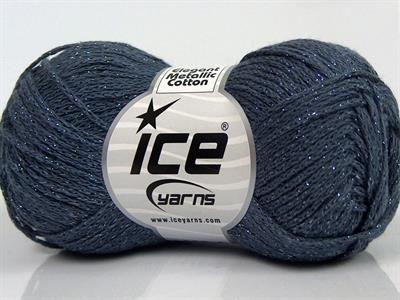 Lot of 8 Skeins Ice Yarns ELEGANT METALLIC COTTON (88% Cotton) Yarn Dark Grey
