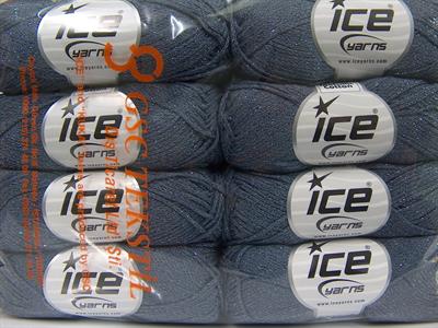 Lot of 8 Skeins Ice Yarns ELEGANT METALLIC COTTON (88% Cotton) Yarn Dark Grey