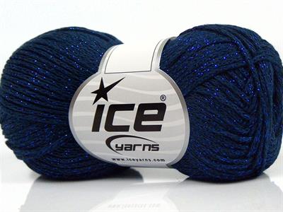 Lot of 8 Skeins Ice Yarns ELEGANT METALLIC COTTON (88% Cotton) Yarn Dark Navy