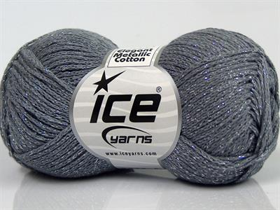 Lot of 8 Skeins Ice Yarns ELEGANT METALLIC COTTON (88% Cotton) Yarn Grey