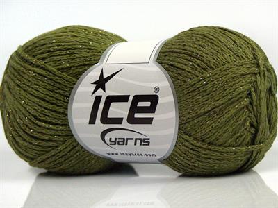 Lot of 8 Skeins Ice Yarns ELEGANT METALLIC COTTON (88% Cotton) Yarn Khaki