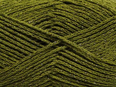 Lot of 8 Skeins Ice Yarns ELEGANT METALLIC COTTON (88% Cotton) Yarn Khaki