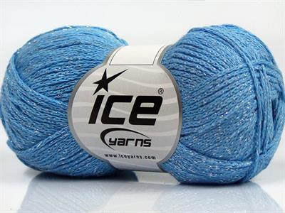 Lot of 8 Skeins Ice Yarns ELEGANT METALLIC COTTON (88% Cotton) Yarn Light Blue