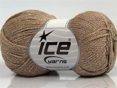 Lot of 8 Skeins Ice Yarns ELEGANT METALLIC COTTON (88% Cotton) Yarn Light Camel