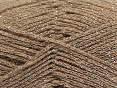Lot of 8 Skeins Ice Yarns ELEGANT METALLIC COTTON (88% Cotton) Yarn Light Camel