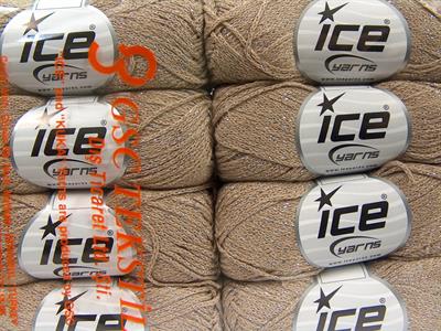 Lot of 8 Skeins Ice Yarns ELEGANT METALLIC COTTON (88% Cotton) Yarn Light Camel