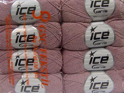 Lot of 8 Skeins Ice Yarns ELEGANT METALLIC COTTON (88% Cotton) Yarn Light Orchid