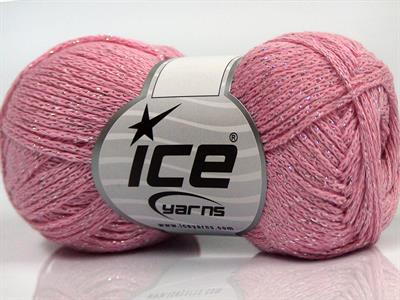 Lot of 8 Skeins Ice Yarns ELEGANT METALLIC COTTON (88% Cotton) Yarn Light Pink
