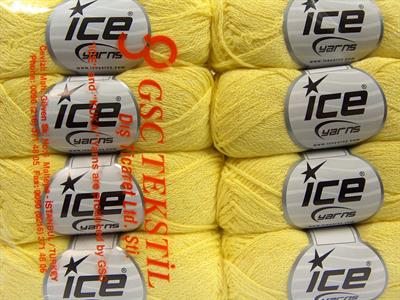 Lot of 8 Skeins Ice Yarns ELEGANT METALLIC COTTON (88% Cotton) Yarn Light Yellow Iridescent