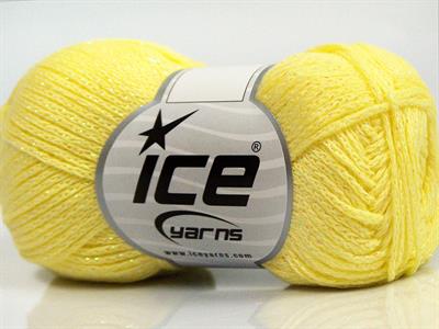 Lot of 8 Skeins Ice Yarns ELEGANT METALLIC COTTON (88% Cotton) Yarn Light Yellow Iridescent