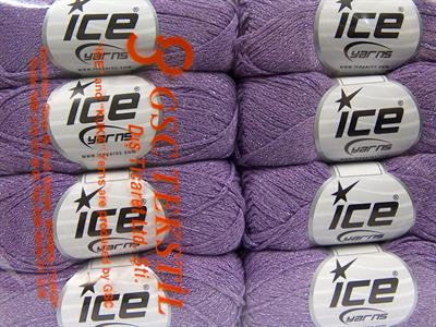 Lot of 8 Skeins Ice Yarns ELEGANT METALLIC COTTON (88% Cotton) Yarn Lilac
