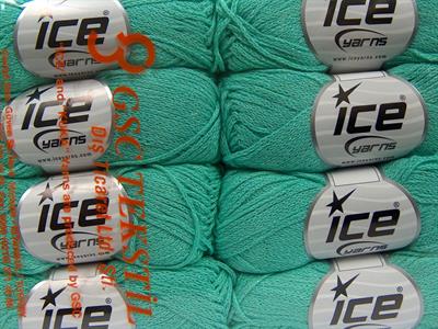 Lot of 8 Skeins Ice Yarns ELEGANT METALLIC COTTON (88% Cotton) Yarn Mint Green