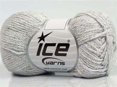 Lot of 8 Skeins Ice Yarns ELEGANT METALLIC COTTON (88% Cotton) Yarn Off White