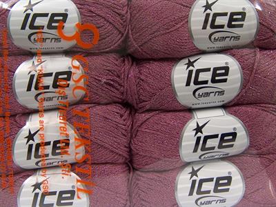 Lot of 8 Skeins Ice Yarns ELEGANT METALLIC COTTON (88% Cotton) Yarn Orchid