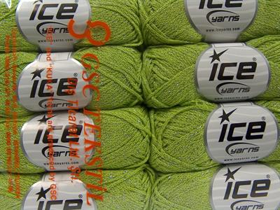 Lot of 8 Skeins Ice Yarns ELEGANT METALLIC COTTON (88% Cotton) Yarn Pistachio Green